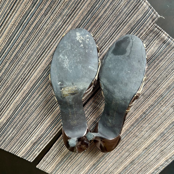 Chinese Laundry Strappy Metallic Bronze and Gold Leather Heels Size 10 - Picture 8 of 8